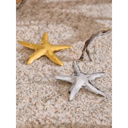 Yhpup 2025 Waterproof Smooth Stainless Steel Metal Starfish Brooches Pin Ocean Style Texture Clothing Accessories Wholesale