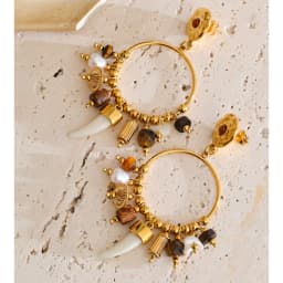 Yhpup Exclusive Style Waterproof Resin Wood Pearl Drop Charm Drop Earrings Stainless Steel Handmade Trendy Fashion Jewelry 2025