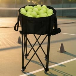 Foldable Tennis Ball Cart Caster Wheels Tennis Ball Cart Mesh Pocket for Training Workouts Portable Tennis Ball Cart