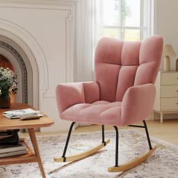 TUAREX High Back Nursery Rocking Chair, Modern Upholstered Glider Rocker, Comfy Indoor Accent Armchair for Bedroom Living Room