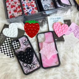 Wildflower Love Sucker Sucking Disc Strawberry Phone Case For iPhone 18 17 16 15 14 13 Pro Max Star Suction Cup Stickers Cover
