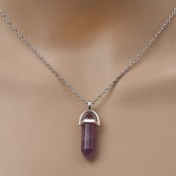 Fashion Quartz Crystal Necklace Chakra Rose Bule Purple Natural Stone Pendant Necklace Hexagonal Bullet Reiki Hippie Necklace