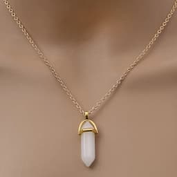 Fashion Quartz Crystal Necklace Chakra Rose Bule Purple Natural Stone Pendant Necklace Hexagonal Bullet Reiki Hippie Necklace