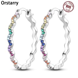 Orstarry S925 Sterling Silver Colorful Wavy Earrings Versatile Hoop Earrings For Women Jewelry Original Party Gifts
