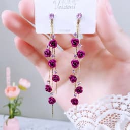Green Shiny Zircon Flower Drop Earrings For Women Luxury Crystal Long Tassel Ear Line Hanging Earring Wedding Jewelry Gift