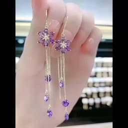 Green Shiny Zircon Flower Drop Earrings For Women Luxury Crystal Long Tassel Ear Line Hanging Earring Wedding Jewelry Gift