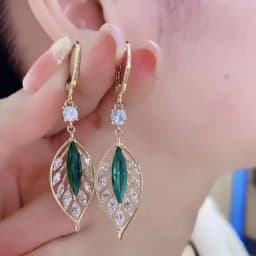 Green Shiny Zircon Flower Drop Earrings For Women Luxury Crystal Long Tassel Ear Line Hanging Earring Wedding Jewelry Gift