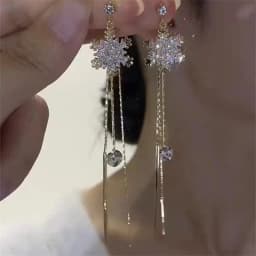 Green Shiny Zircon Flower Drop Earrings For Women Luxury Crystal Long Tassel Ear Line Hanging Earring Wedding Jewelry Gift