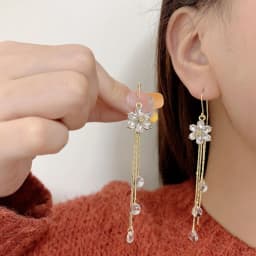Green Shiny Zircon Flower Drop Earrings For Women Luxury Crystal Long Tassel Ear Line Hanging Earring Wedding Jewelry Gift