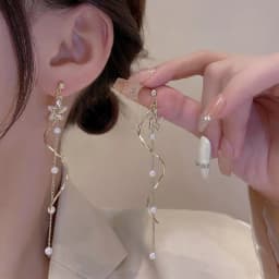 Green Shiny Zircon Flower Drop Earrings For Women Luxury Crystal Long Tassel Ear Line Hanging Earring Wedding Jewelry Gift