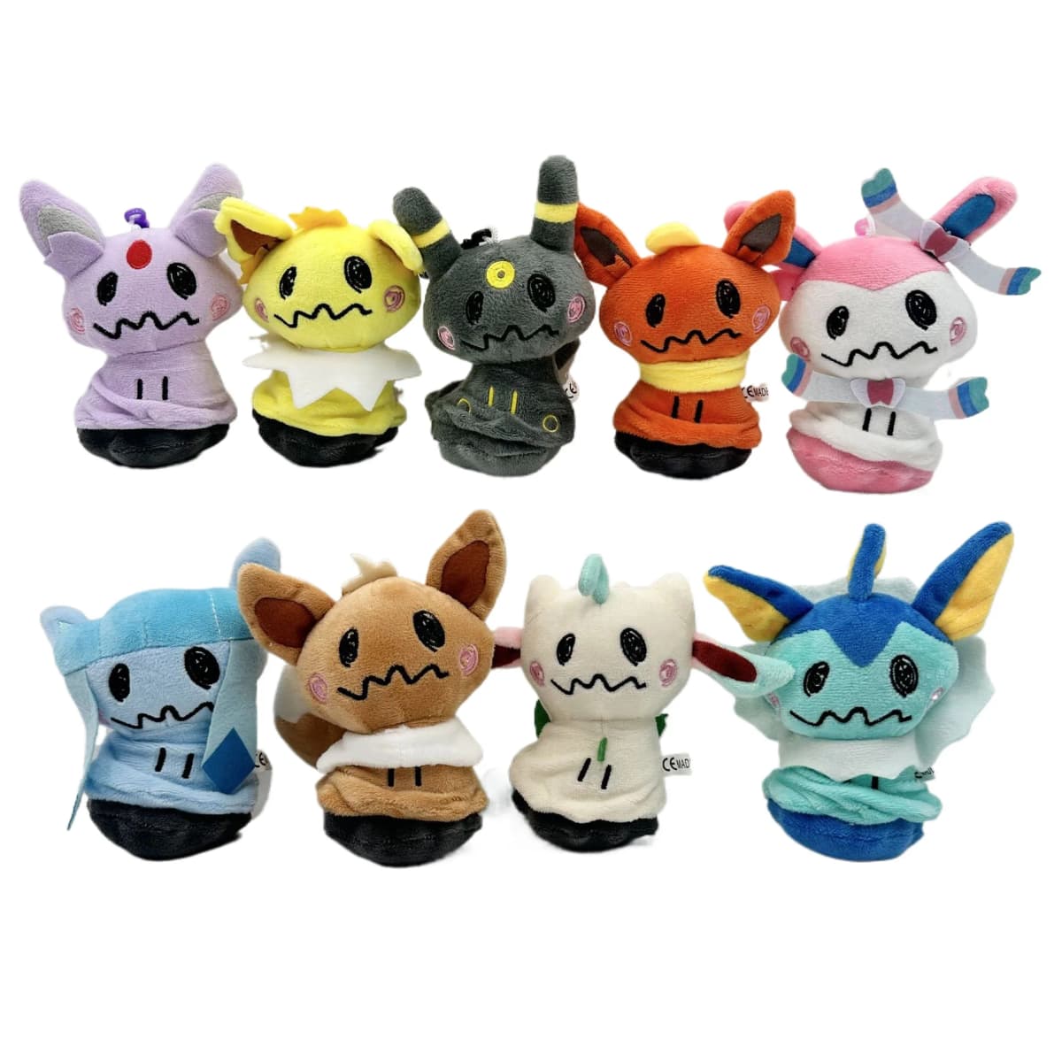 10pcs/lot Pokemon Plush Keychain Set Mimikyu Leafeon Jolteon Vaporeon Sylveon Umbreon Eevee Espeon Pendant Keyring Gift