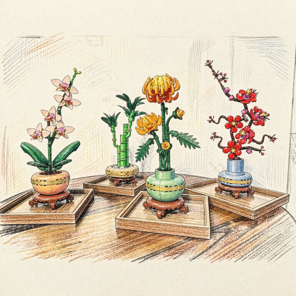 Botanical Collection Building Blocks Sets Compatible With Legoed Particles Suitable For Christmas Gifts