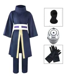 Halloween Party Uchiha Obito Anime Cosplay Costume Mens Ninja Uniform Set Japanese Kimono Robe Akatsuki Organization Costume