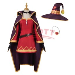 Anime megumin cosplay costume konsubarash Sekai ni shukufuku wo! Cosplay dress hat cloak uniform wig Halloween party cos girls