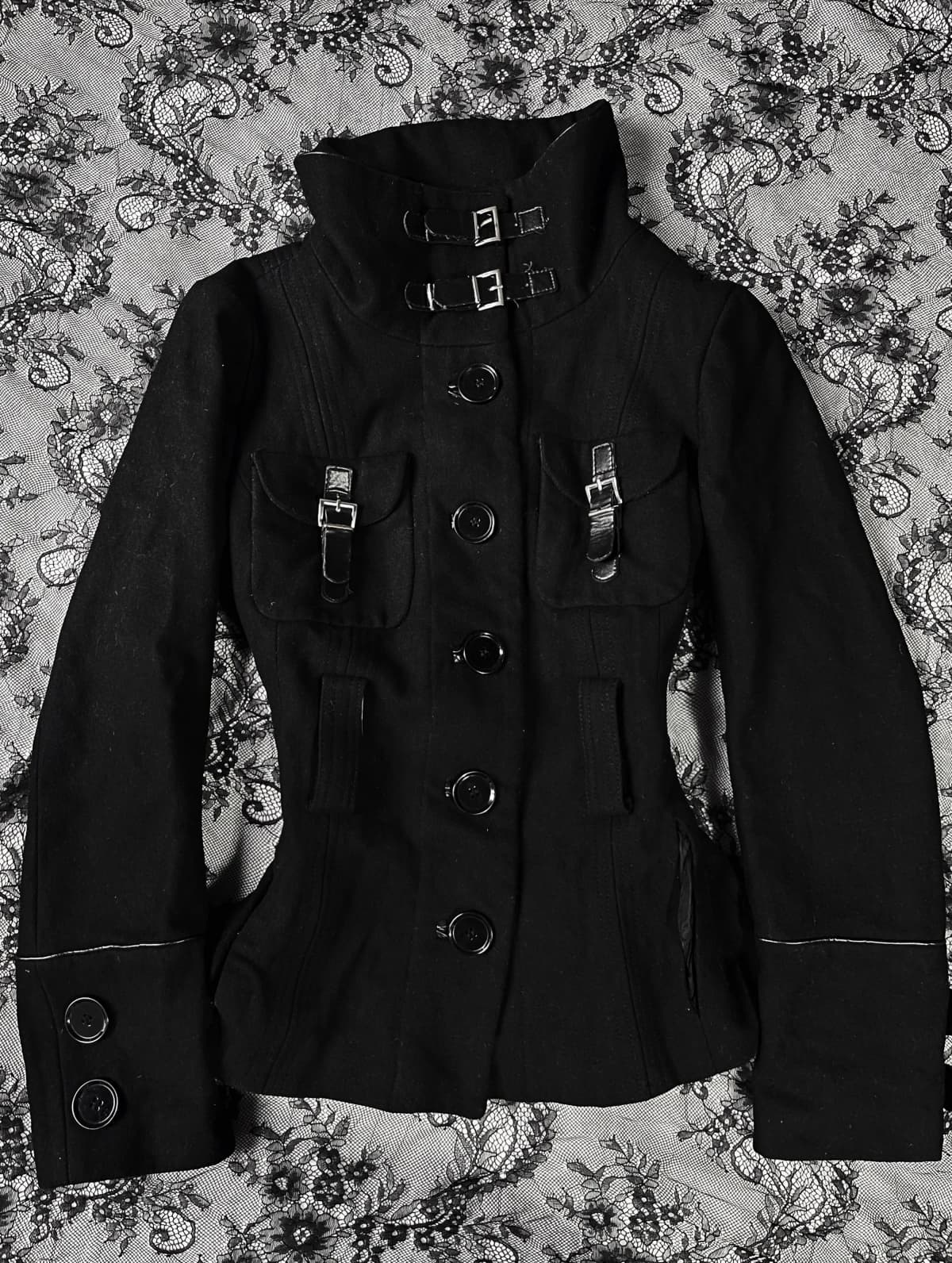 Women Gothic Punk Stand Up Collar Single Breasted Jacket Retro Slim Fit Motorcycle Gang Windproof Coats Y2k Street Short Jacket