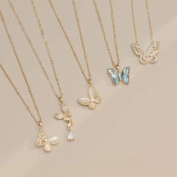Monkton Fashion Butterfly Necklaces for Women Gold Plated Clavicle Chain with Crystal/Mother-of-Pearl Pendant Charm Accessories