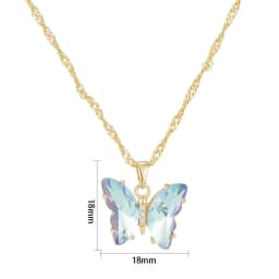 Monkton Fashion Butterfly Necklaces for Women Gold Plated Clavicle Chain with Crystal/Mother-of-Pearl Pendant Charm Accessories