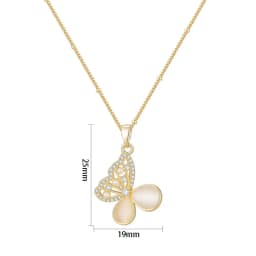 Monkton Fashion Butterfly Necklaces for Women Gold Plated Clavicle Chain with Crystal/Mother-of-Pearl Pendant Charm Accessories
