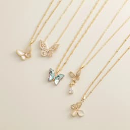 Monkton Fashion Butterfly Necklaces for Women Gold Plated Clavicle Chain with Crystal/Mother-of-Pearl Pendant Charm Accessories