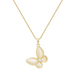 Monkton Fashion Butterfly Necklaces for Women Gold Plated Clavicle Chain with Crystal/Mother-of-Pearl Pendant Charm Accessories