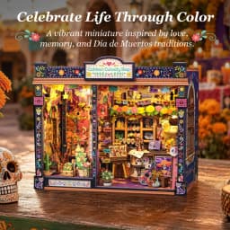 Original CUTEBEE BookNook Kit Catrina Curiosity Shop Mexican Fiesta DIY Miniature Dollhouse Vibrant Bookshelf Decor Alley Model
