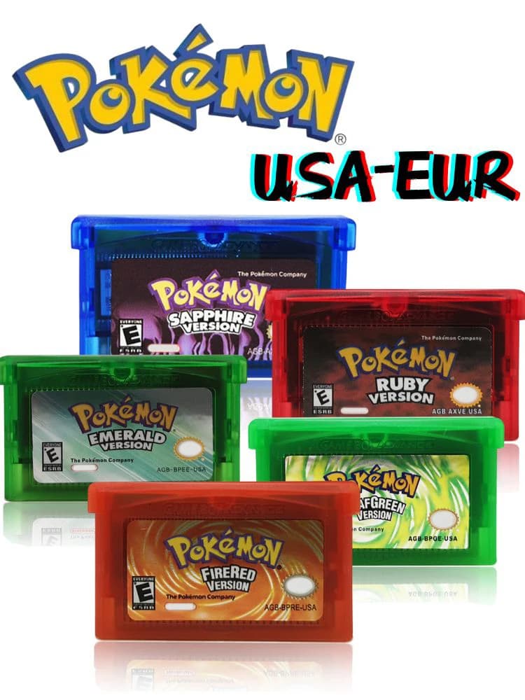 New pokémo Game Card GBA USA/ITA/NOE/FRA/EUR/ESP Video Game Cartridge Series Emerald FireRed LeafGreen Ruby Sapphire for GBA/SP