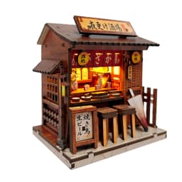 DIY Wooden Mountain Onsen Lodge Cottage Figurines Miniatures Kits Assembled Casa for Friends Birthday Gifts Home Decor Crafts