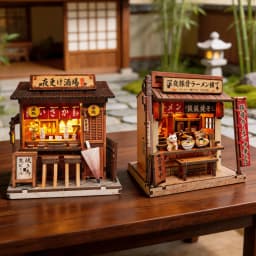 NEW DIY Wooden Japanese Mini Shop Cottage Casa Miniature Model Kits With Furniture Dollhouse for Friends Birthday Gifts