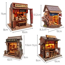 NEW DIY Wooden Japanese Mini Shop Cottage Casa Miniature Model Kits With Furniture Dollhouse for Friends Birthday Gifts