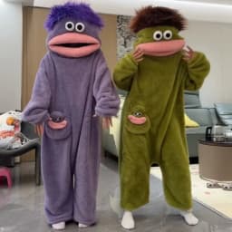 Cartoon Big Mouth Monster Cute Funny Onesie Pajamas Thickened Coral Fleece Homewear For Couples Men Women Autumn Winter Pajamas