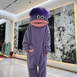 Cartoon Big Mouth Monster Cute Funny Onesie Pajamas Thickened Coral Fleece Homewear For Couples Men Women Autumn Winter Pajamas