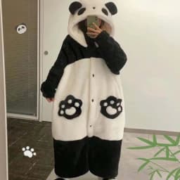 Thicken Flannel Cartoon Pajama Kigurumi Winter Robe Sleepwear Jumpsuit Halloween Funny Home Clothes Loungewear Cosplay Costume