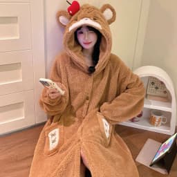 Thicken Flannel Cartoon Pajama Kigurumi Winter Robe Sleepwear Jumpsuit Halloween Funny Home Clothes Loungewear Cosplay Costume