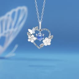 Simple Fashion Pink Zircon Cherry Blossom Pendant Necklace For Women Butterfly Love Collarbone Chain Wedding Jewelry Gifts