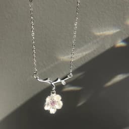 Simple Fashion Pink Zircon Cherry Blossom Pendant Necklace For Women Butterfly Love Collarbone Chain Wedding Jewelry Gifts