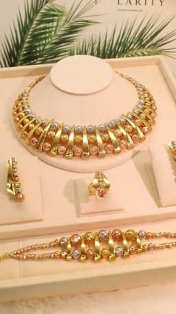 GZJPEI Fashion Luxury Jewelry Set High Quality Gorgeous Three Tone Design For Women Bridal Wedding Engagement Jewelry Gift Box