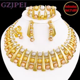 GZJPEI Fashion Luxury Jewelry Set High Quality Gorgeous Three Tone Design For Women Bridal Wedding Engagement Jewelry Gift Box