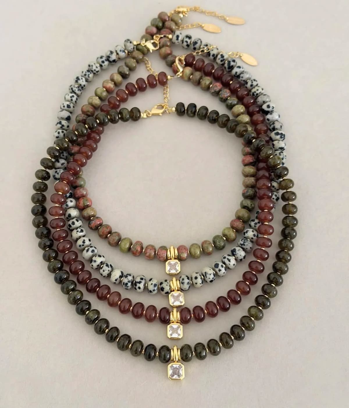 2026 autumn and winter 4*6mm natural stone abacus beads stainless steel bead jewelry necklace, suitable for daily wear