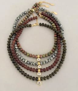 2026 autumn and winter 4*6mm natural stone abacus beads stainless steel bead jewelry necklace, suitable for daily wear
