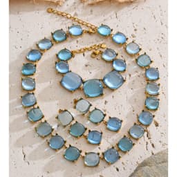 Yhpup Colorful Acrylic Resin Square Chain Necklace Bracelet Earrings Set PVD Plated Stainless Steel Fashion Y2K Jewelry