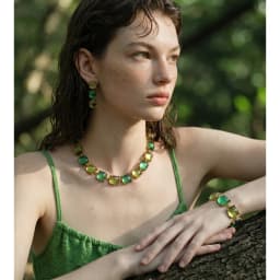 Yhpup Colorful Acrylic Resin Square Chain Necklace Bracelet Earrings Set PVD Plated Stainless Steel Fashion Y2K Jewelry