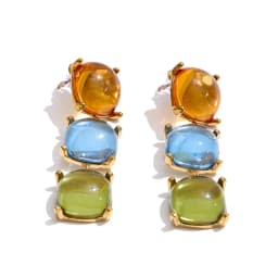Yhpup Colorful Acrylic Resin Square Chain Necklace Bracelet Earrings Set PVD Plated Stainless Steel Fashion Y2K Jewelry