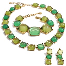 Yhpup Colorful Acrylic Resin Square Chain Necklace Bracelet Earrings Set PVD Plated Stainless Steel Fashion Y2K Jewelry
