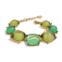 Yhpup Colorful Acrylic Resin Square Chain Necklace Bracelet Earrings Set PVD Plated Stainless Steel Fashion Y2K Jewelry
