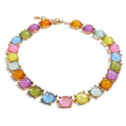 Yhpup Colorful Acrylic Resin Square Chain Necklace Bracelet Earrings Set PVD Plated Stainless Steel Fashion Y2K Jewelry