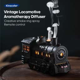Creative Vintage Train Locomotive Air Humidifier Aromatherapy Diffuser Sprayer with Jellyfish Smoke Ring /Essential Oil Set
