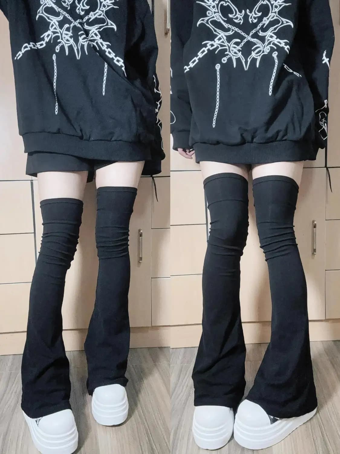 Solid Black Thigh High Socks Japanese Subcultural Spicy Girl Over Knee Leg Covers Cute Soft Girl Long Sock for Women Leg Warmers