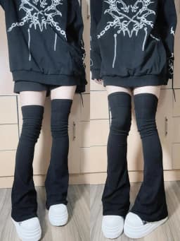 Solid Black Thigh High Socks Japanese Subcultural Spicy Girl Over Knee Leg Covers Cute Soft Girl Long Sock for Women Leg Warmers