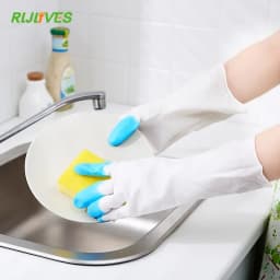 Kitchen Durable Waterproof Gloves Dishwashing Housework Cleaning Gloves Non-slip Thin Rubber Gloves
