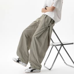 Ice Silk Joggers Pants Men Summer Trendy Brand Loose Straight Wide-leg Thin Trousers Man Breathable Quick-dry Slacks Long Pants